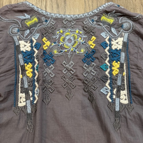 Johnny Was BIYA Embroidered Tunic Top Gray Long Sleeve Boho Women's Size S - Picture 10 of 11
